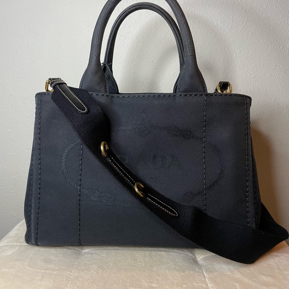 Prada Canapa Canvas tote bag jacquard 2way in black - Picture 9 of 13